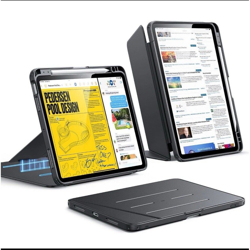 ESR iPad Air 11 Case M4 M3 M2 Air 4 5 Vertical Stand Pencil Holder Black